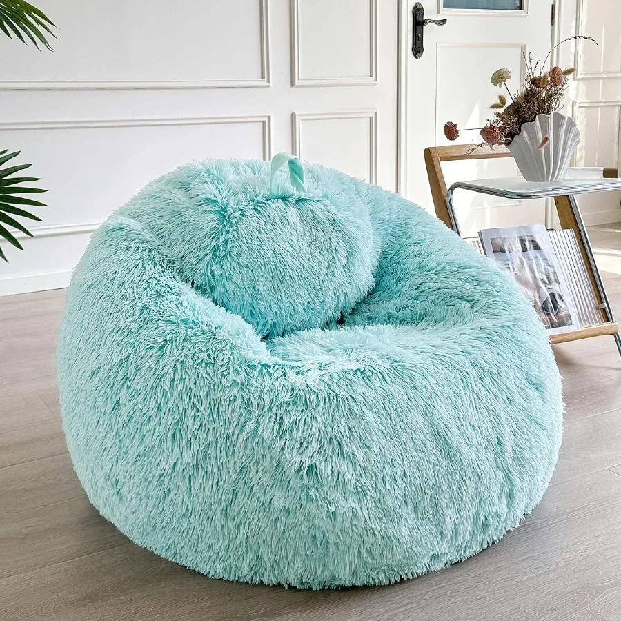 

Fluffy Bean Bag Chair Cover No Filler Soft Faux Fur Stuffed Animal Bean Bag Storage Cover for Adults Teens Furry Comfy Stuffy B