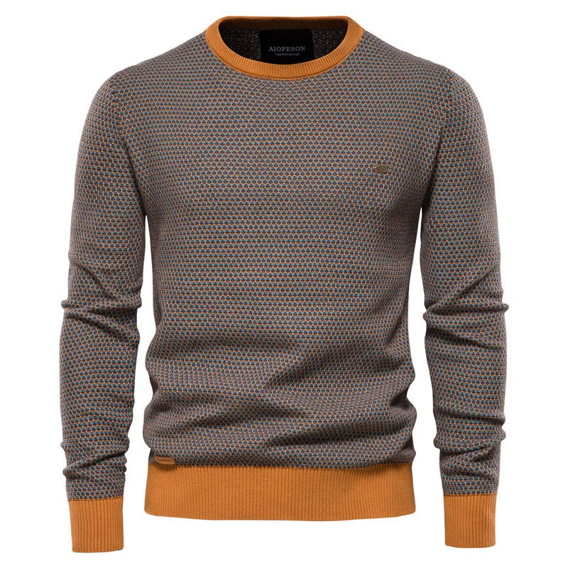 

Winter Men's Sweater Loose Pullovers Warm Spliced Knitted Fashion Cotton Pullover for Men
