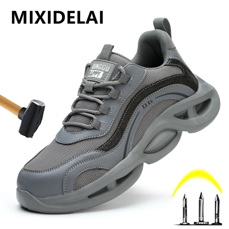 

Breathable Men Work Shoes Sneakers Safety Shoes Lightweight Protective Safety Steel Toe Shoes Men Puncture-Proof Boots Footwear