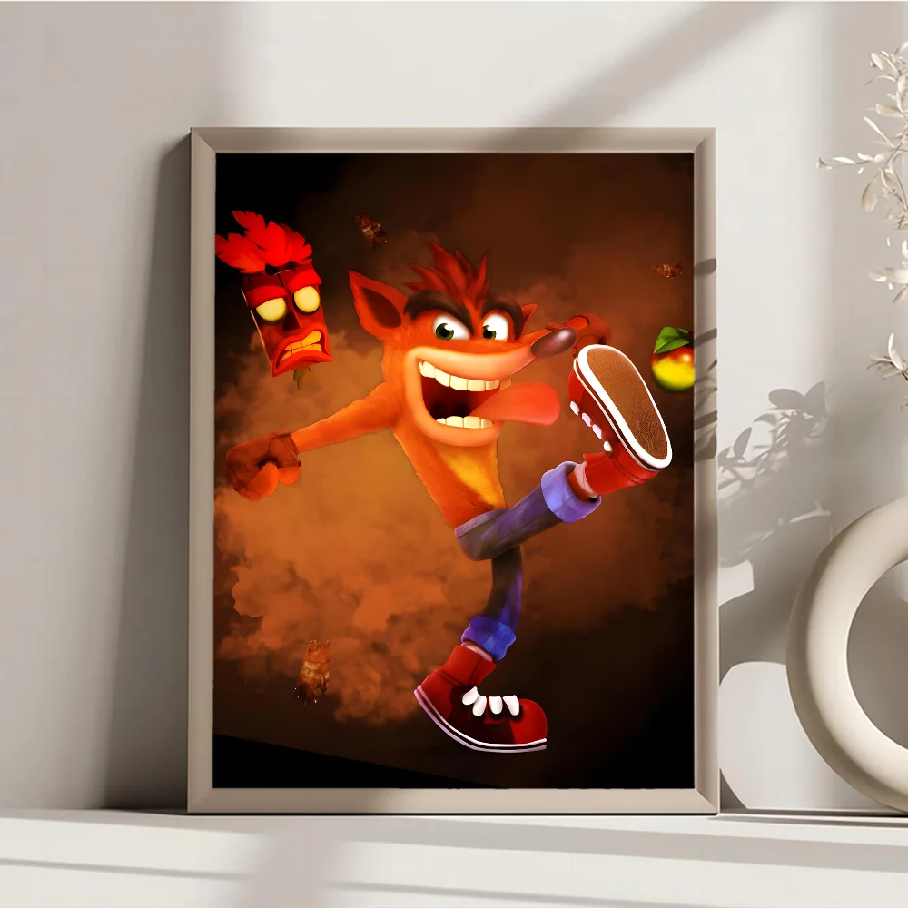 1pc Crash Bandicoot Game Poster Movie Sticky Posters Retro Kraft Paper Sticker DIY Room Bar Cafe Aesthetic Art Wall Painting