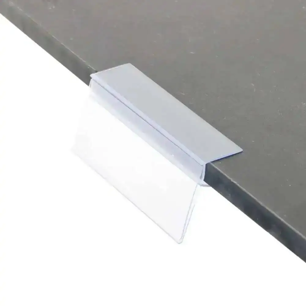 30Pcs Clear Plastic Label Holders Clip On Seamlessly Wooden Glass Baskets Ticket Channel Gondola Shelves Price Talker