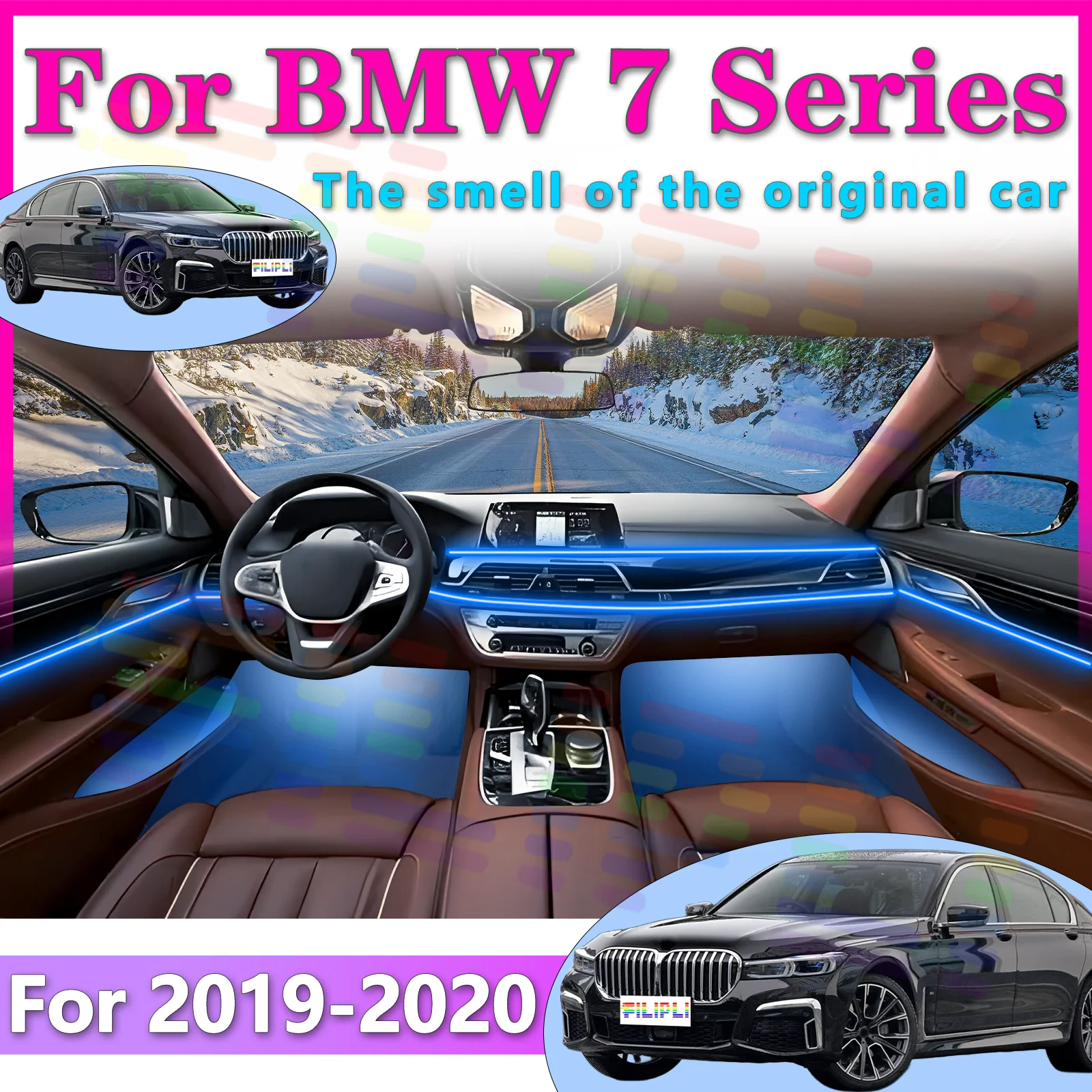 

FILIPLI For BMW 7 Series G11 G12 Interior LED Atmosphere Light, APP - Controlled with All - Color Adjustability for a Superior D