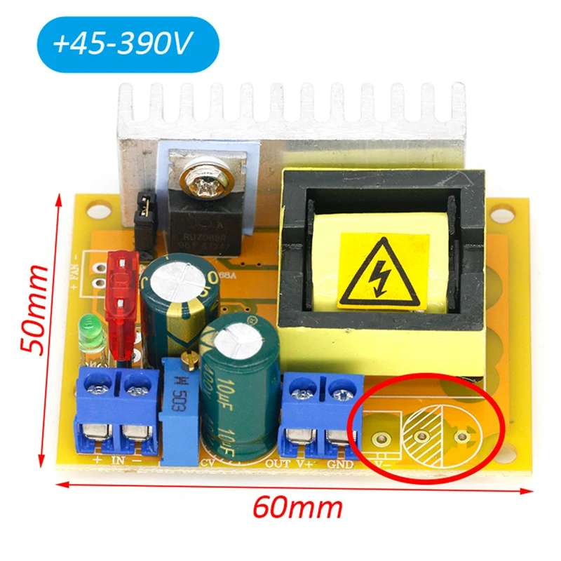 8-32V To 45-390V DC-DC Boost Converter Step Up Power Supply Module High Voltage ZVS Capacitor Charging Board