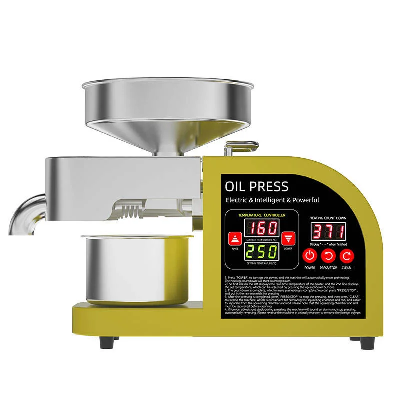 Home Use Mini Smart Stainless Steel Coconut Oil Press for Peanut Avocado Sesame Seeds Cold & Hot Pressing New Condition