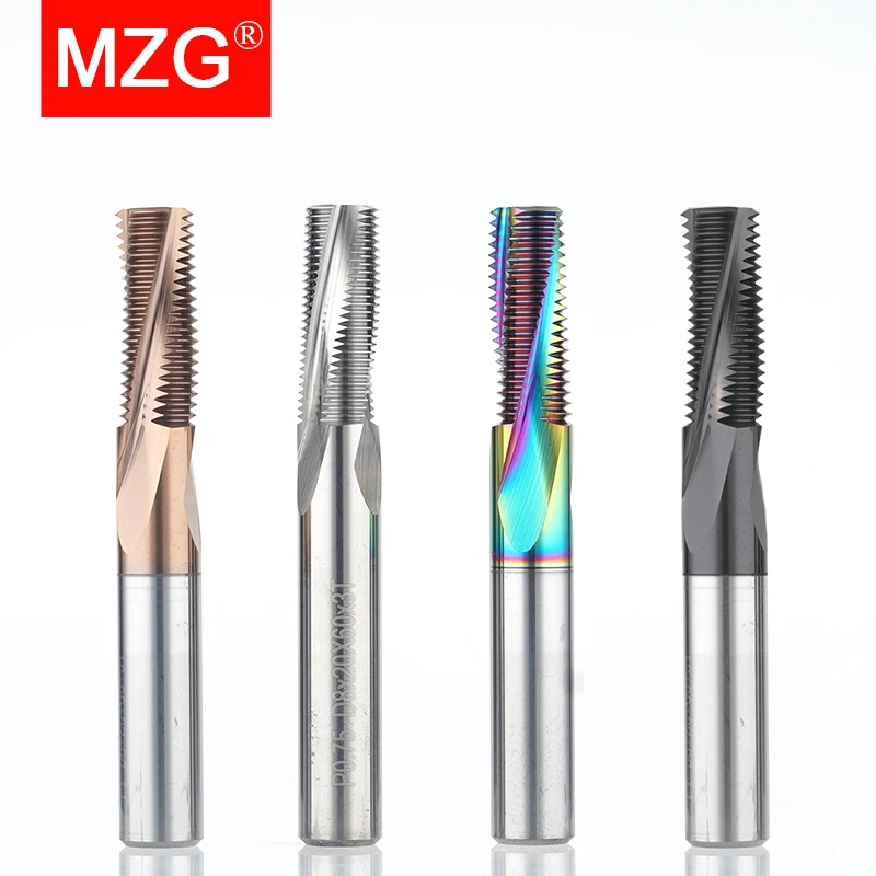 MZG 1 Stück Hartmetall-Gewindefräser mit Vollzahnung M1 M1.2 M1.4 M1.6 M1.8 M2 Maschinen-Endfräser M10 M12 M14 M16