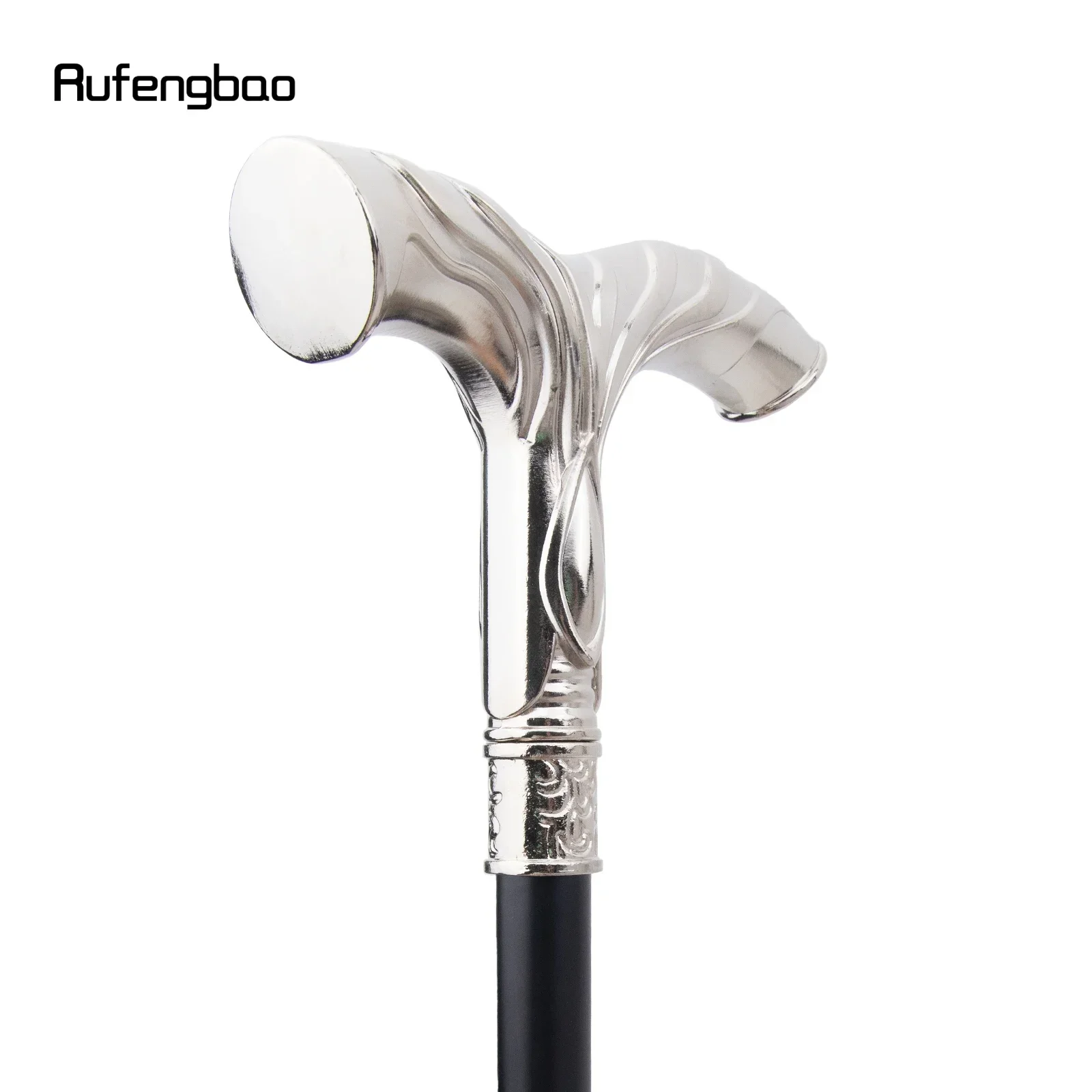 White Flowing Lines Luxury Fashion Cosplay Walking Stick Party Decorative Cane Elegant Crosier Knob Walking Stick 92cm