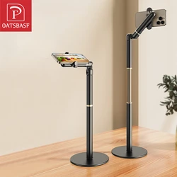 Oatsbasf Desktop Phone Clip Holder 1440°Angle Rotatable 530-630mm Height Adjustable Slide Invisible Clip Overhead Phone Stand