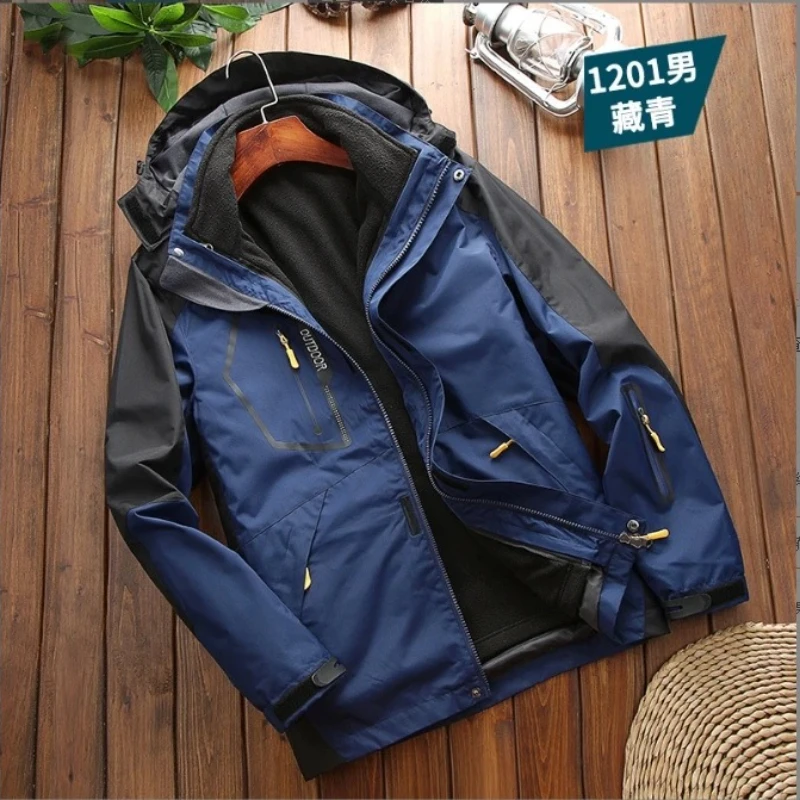 

Mens Outdoor Jacket 3 in 1 Waterproof Windproof Thermal Fleece Liner Softshell Coat Warm Breathable Hiking Camping Skiing