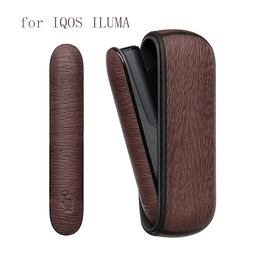 RUORUO 2in1 Wood Grain Side Cover +Case for IQOS ILUMA Protective Holder Leather Case Protection for IQOS 6 Accessories