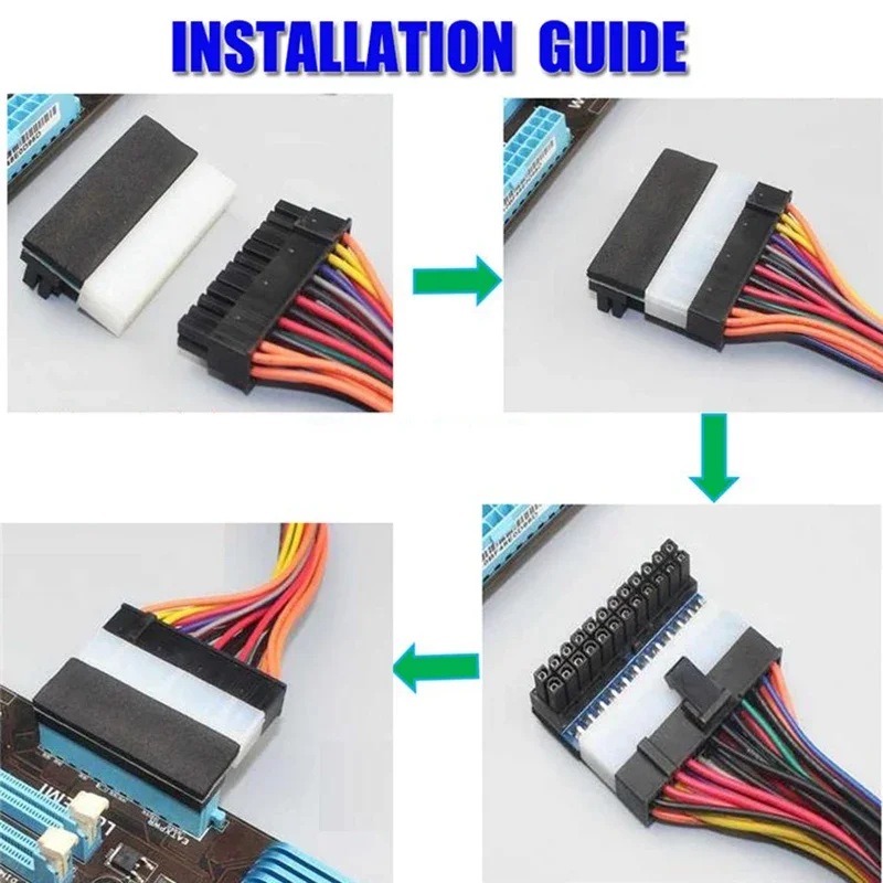Adaptador de energia atx de 24 pinos 90 graus, plugue de conector para computador, acessório de placa-mãe