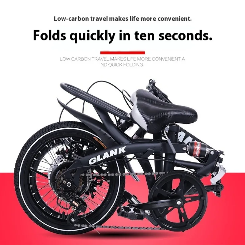 Student bicycle transmission disc brake mini bike adult driver folding shock-absorbing bicycle