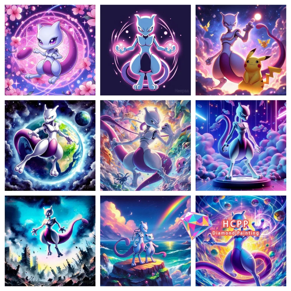 

New Fantasy Mewtwo Diamond Drawing Kit Square Round Diamond 5D DIY Cartoon Mosaic Handmade Art Unique Gift Crafts Home Decor