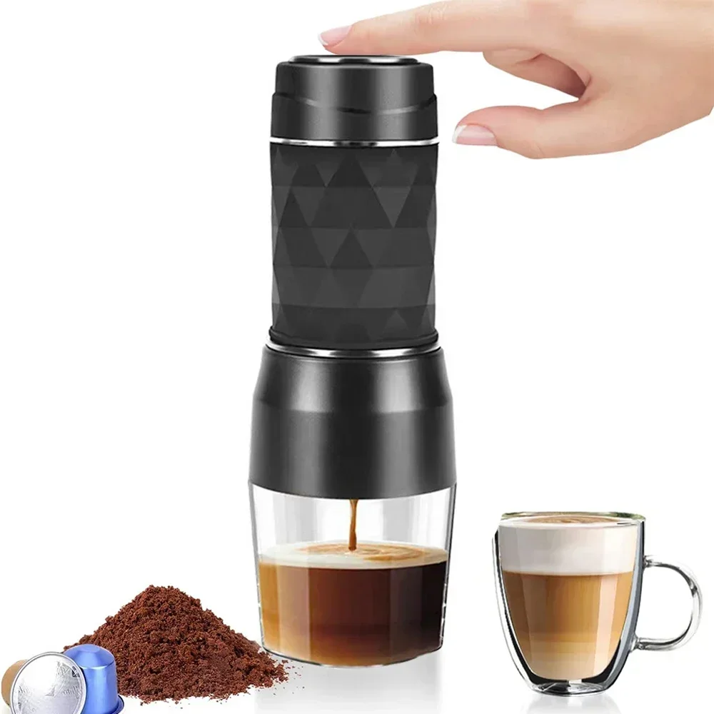 Espresso Coffee Maker Hand Press Capsule Ground Coffee Brewer Portable Coffee Machine Fit Coffee Powder and Coffee Capsule