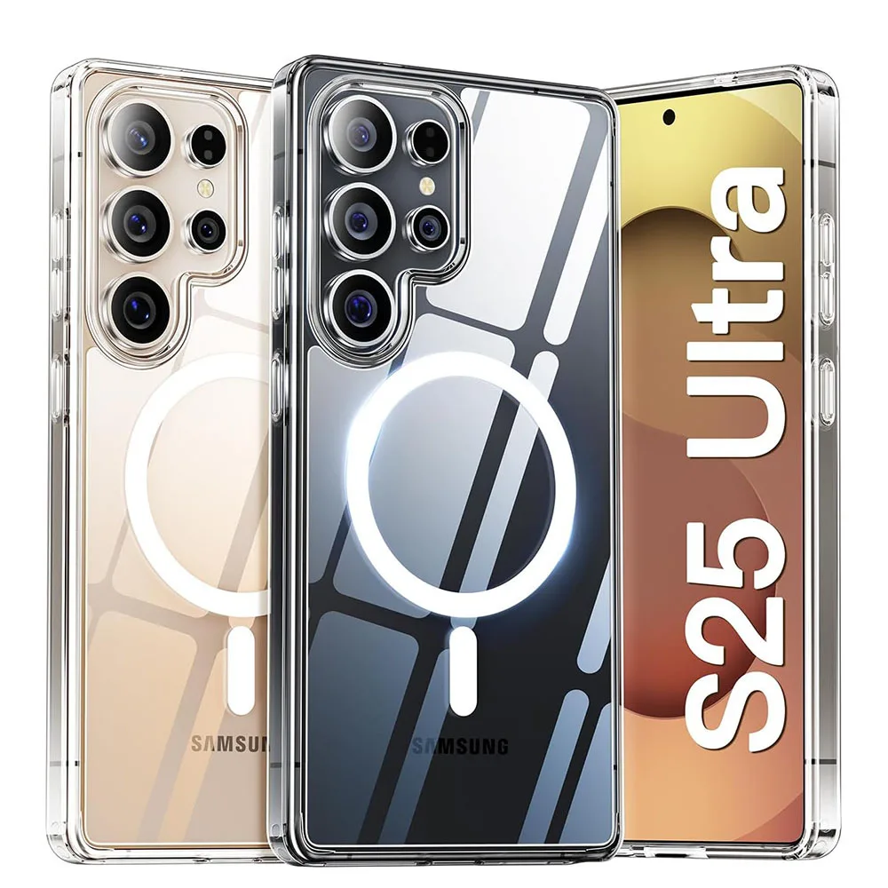 Modische transparente Handyhülle mit Magnetverschluss, geeignet für SAM S25/S24/S23/S22/S21 sowie Modelle der A-Serie.