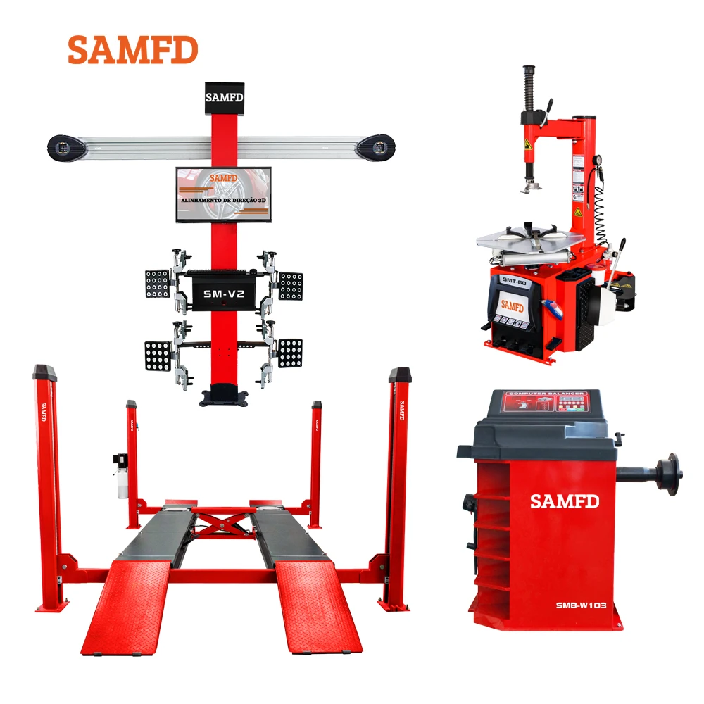 3D Wheel Alignment Machine Car Lift Tire Machine and Balancer Combo Car Tire Changer and Wheel Balancer