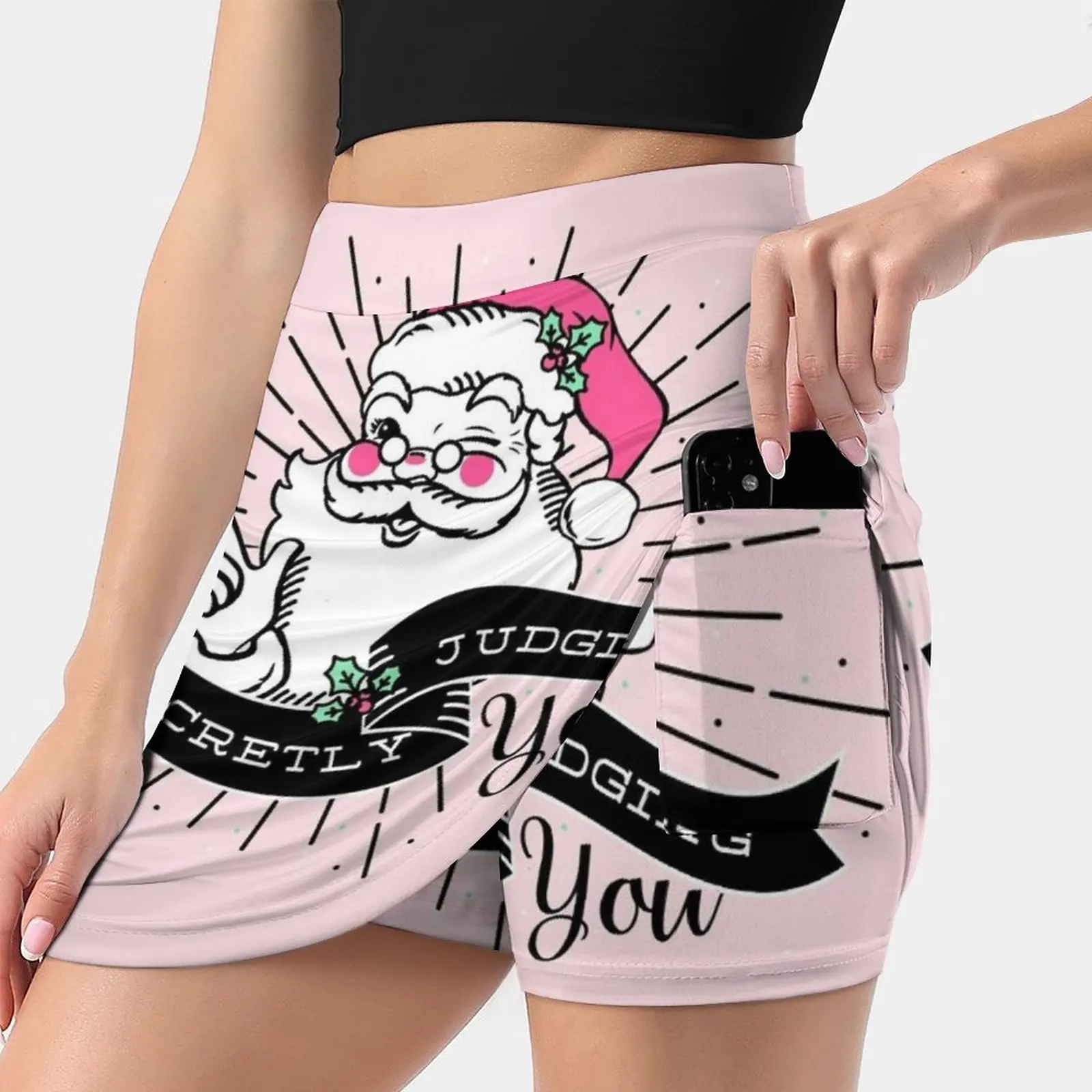 Santa Is Secretly Judging You Women's skirt Sport Skort Skirt With Pocket Fashion Korean Style Skirt 4Xl Skirts Santa Funny