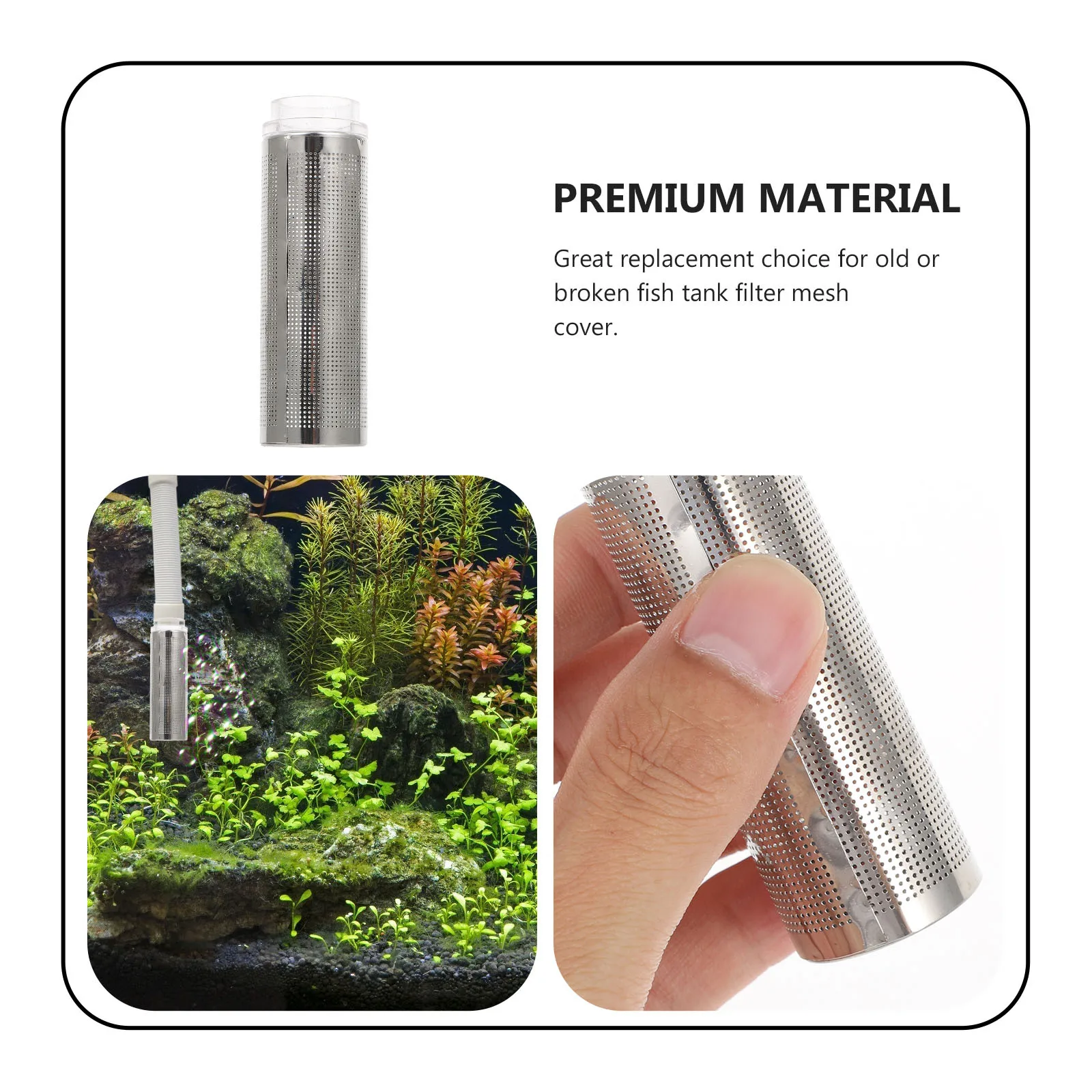 

1Pcs Aquarium Filter Mesh Cover Premium Stainless Steel Acrylic Filter Protector Replacement Prevent Debris Blocking Fish Tank