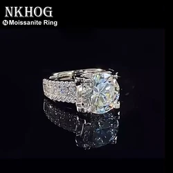 Real 2 quilates 8mm moissanite anel de casamento para mulher 925 prata esterlina banda d cor vvs diamante noivado jóias finas com gra