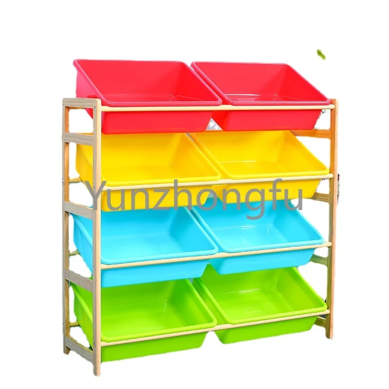 Multi-layer Household Shelf Children's Toy Storage Rack Solid wood Kindergarten Toy Storage Cabinet Baby Bookshelf Rack