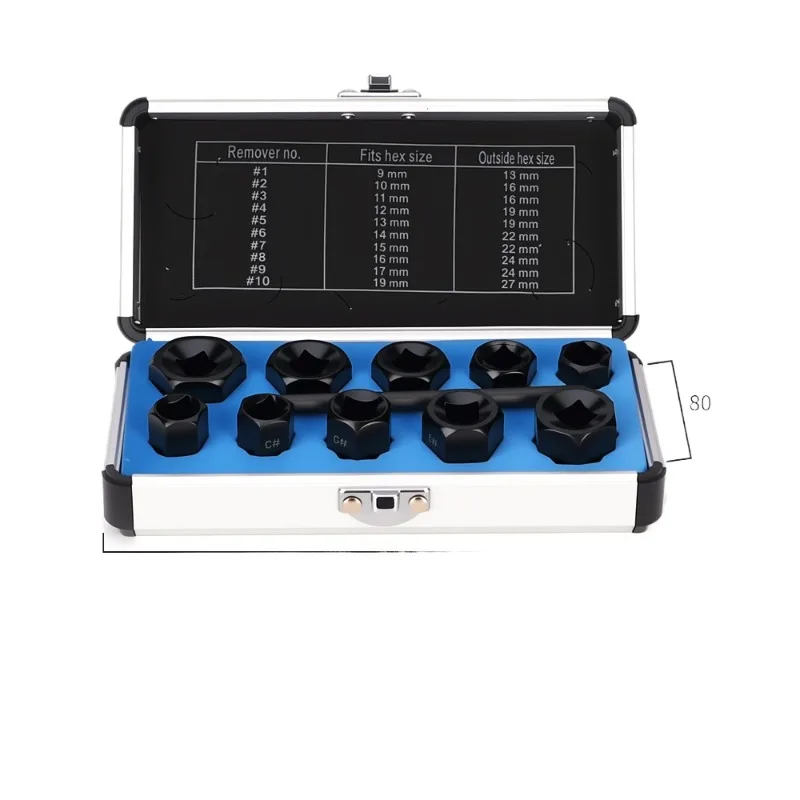 

Nut Extractor Set, Black Oxide Hex Socket Kit, Heavy-Duty Wrench Socket for Damaged & Rusty Nuts