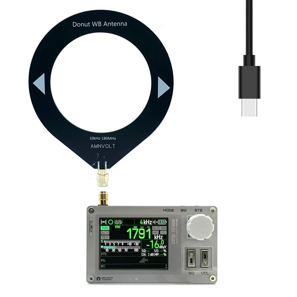 

1set Mini TEF6686 For ESP Radio With Antenna Type-C Data Cable For ESP32 Full Band Radio FM/LW/MW/SW Radio Receiver Tools