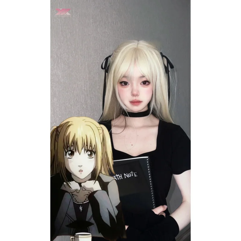 Death Note MisaMisa Cosplay Costume Misa Amane Uniform Outfit Halloween Wig Neck Jewelry Tight Fitting Half Sleeves