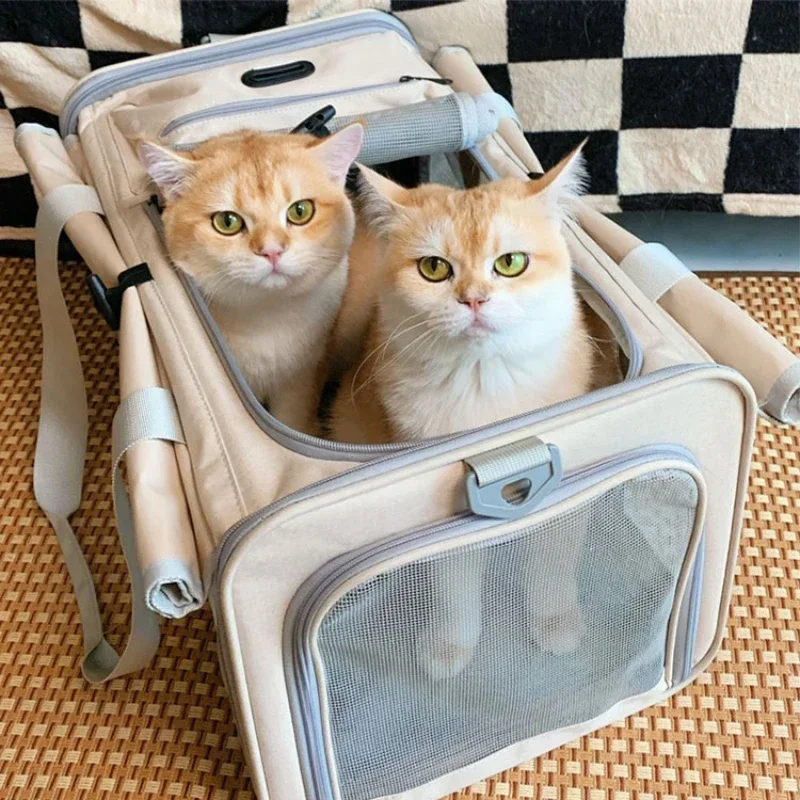 

Pet Bag Cat Carrier Portable Bag for Outdoor Activities Breathable Foldable Large Capacity for Two Pets Dog Travel Transport