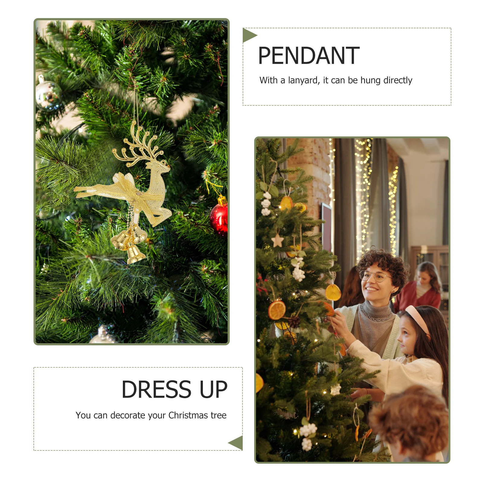 

8Pcs Christmas Elk Bell Pendant Xmas Tree Hanging Decorations Festive Scene Ornaments Gifts Christmas Hanging Decor