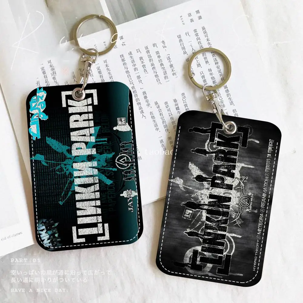 Rock Band L-Linkin Park Portachiavi per carte di cartoni animati Anime Borsa con ciondolo alla moda Porta d'identità Custodia per carte Bus Card Regalo di compleanno per adulti carino