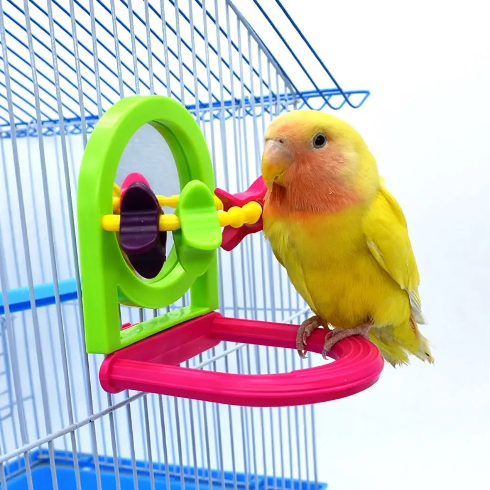 Parrot Bell Toys with Mirror Bird Intelligence Training Toys Fun Birdie Puzzle Toys Cage Accessories