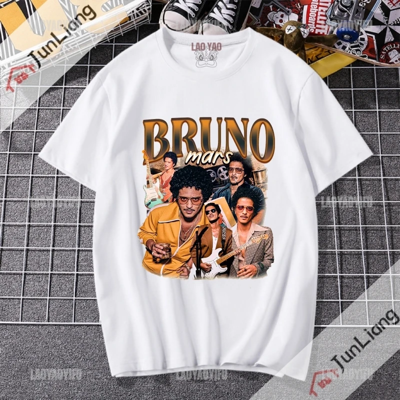Bruno Graphic T Shirts Retro Mars Unisex Tops Streetwear Short Sleeved T-shirt Harajuku Y2k Clothing T-shirts for Women Men Tees