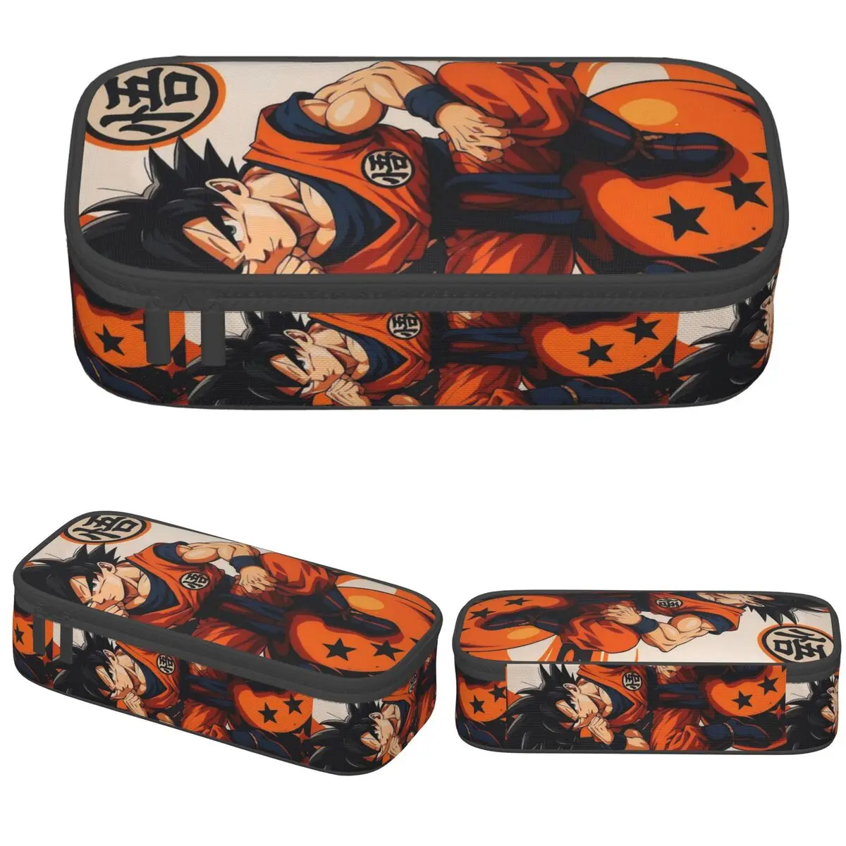 Estuches para lápices Dragon Ball Kanji, soporte para bolígrafos Son Goku, bolsa de maquillaje para niñas y niños, suministros escolares de gran capacidad, estuches para lápices cosméticos