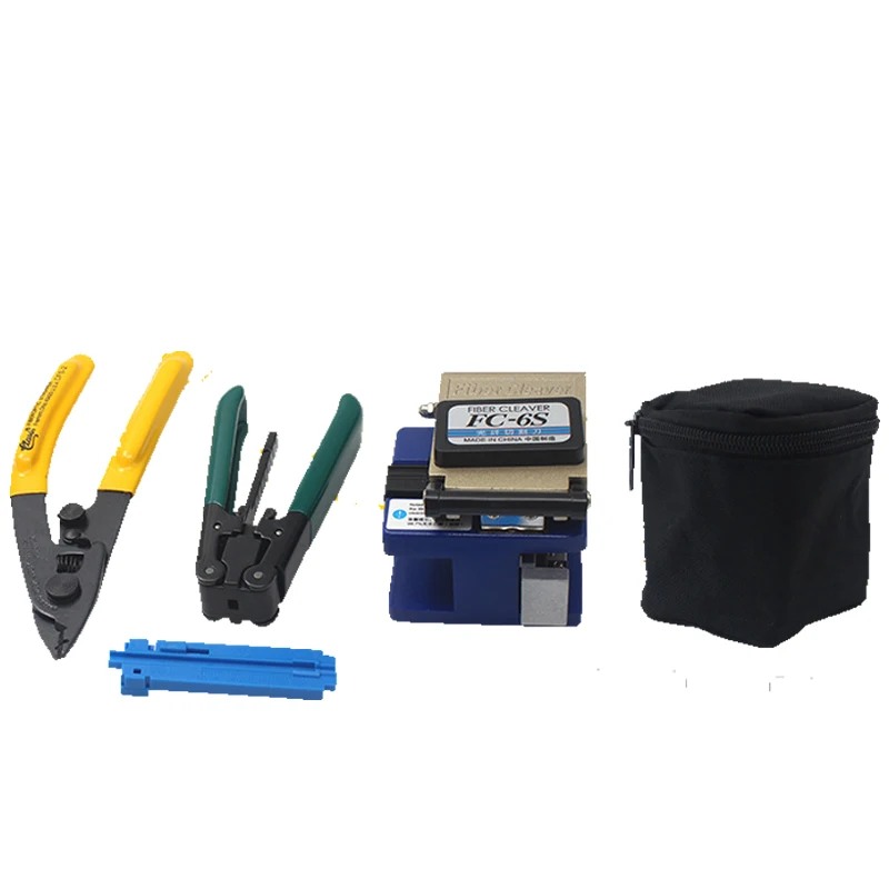 FTTH Fiber Optic Tool Kit with FC-6S Fiber Cleaver and Fiber Stripping Pliers to Fiber Cold Connection Fiber Optic Cutter