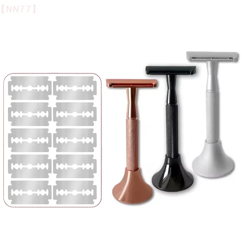 ماكينة حلاقة كلاسيكية للرجال لإزالة الشعر الخفيف، ماكينة حلاقة بحافة مزدوجة من سبائك الألومنيوم، شفرات حلاقة آمنة للوجه