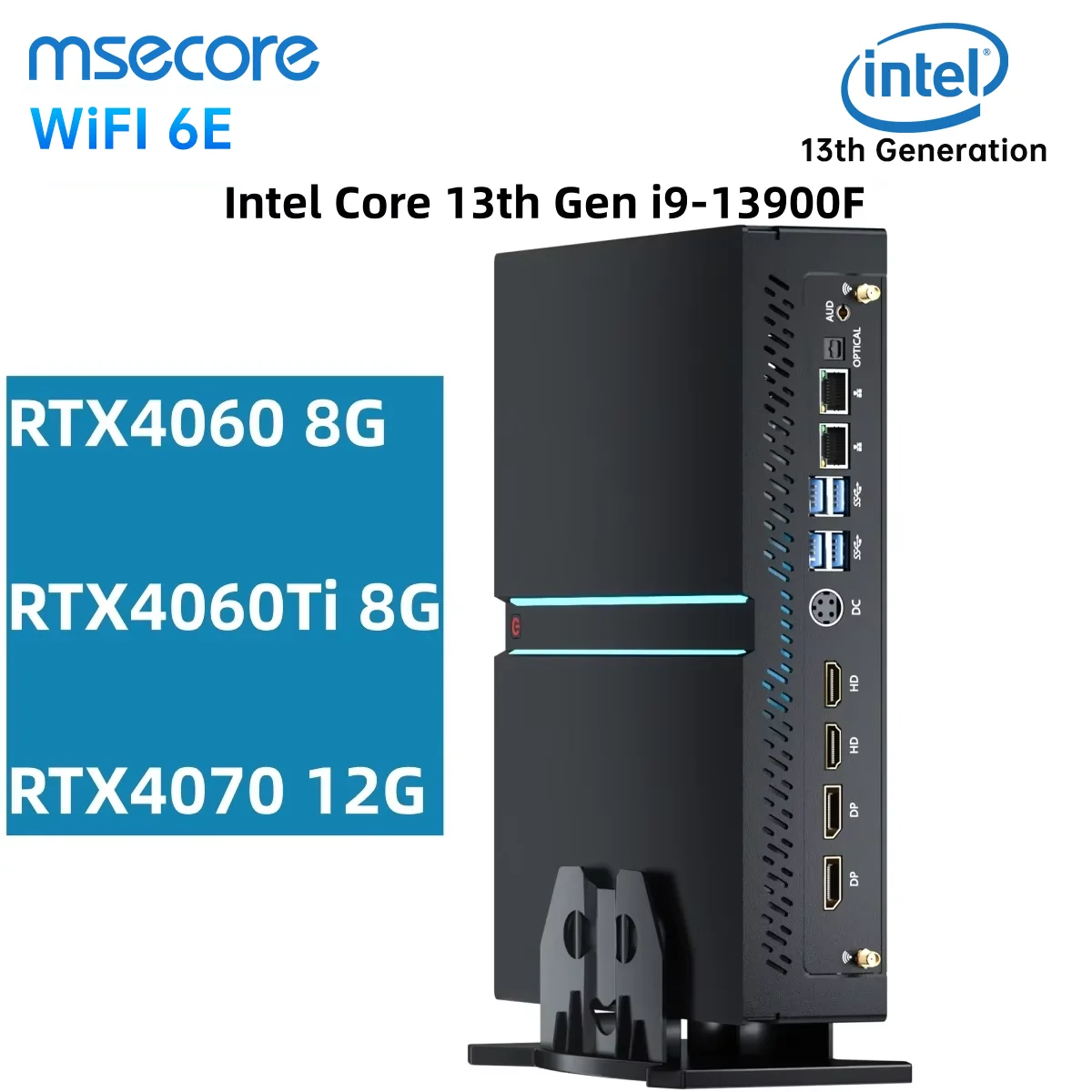 MSECORE MV300 Intel core i9-13900F RTX4070 Специальный игровой мини-ПК для карт Windows 11, настольный компьютер DDR5 PCIE4.0 WiFi6E/BT5.3