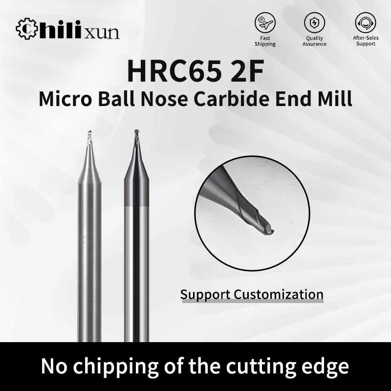 

HILIXUN микро концевая фреза мини-фреза с плоским шариковым носом 2F прецизионная обработка с ЧПУ сталь медь алюминий твердая сталь 0,1-0,45 мм