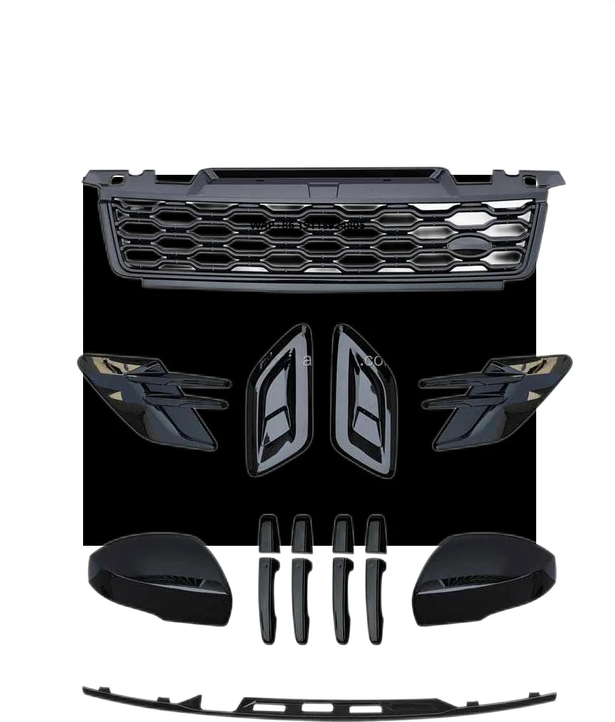 

For RR Sport 2018-2022 Front Grille Rear Moulding Strip Side Parts Gloss Black Kit Body Kit