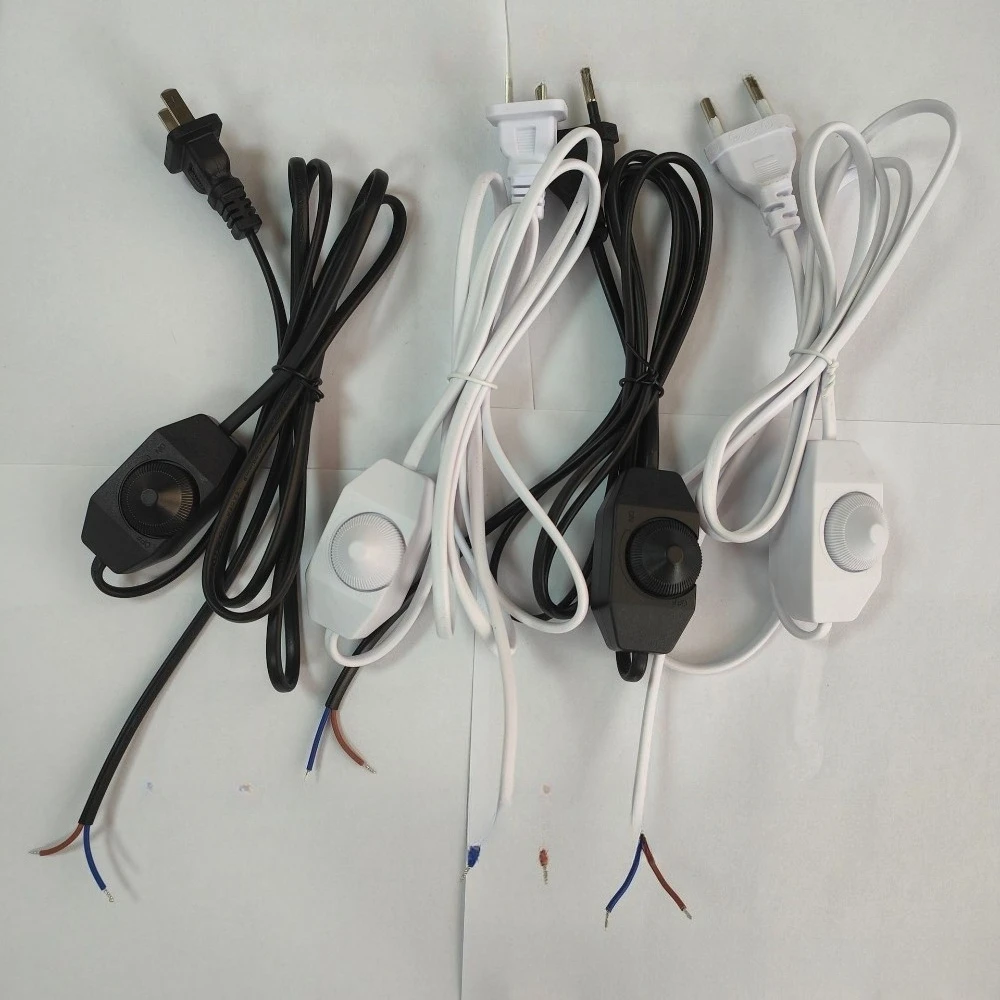 1.8 Meters Dimming Flat Plug Round Plug Power Cord  Regulation Temperature Control Switch Desk Lamp Floor Lamp Cable