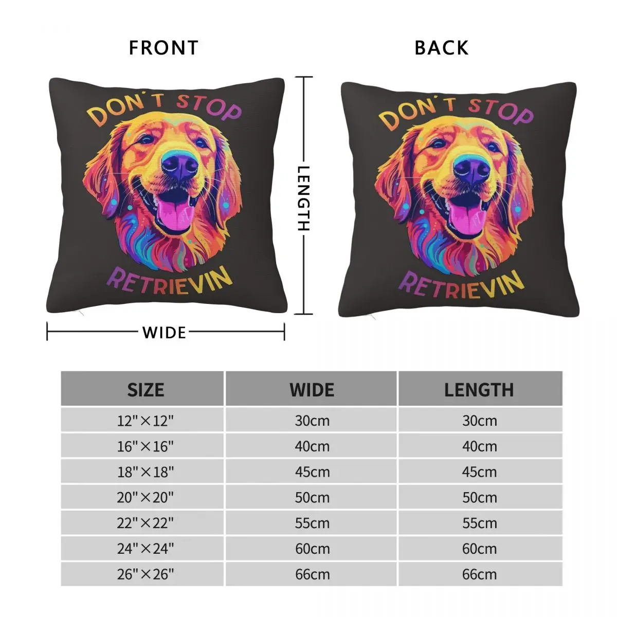 Don't Stop Retrievin Dog Square Pillowcase Polyester Linen Velvet Pattern Zip Decorative Bed Cushion Case