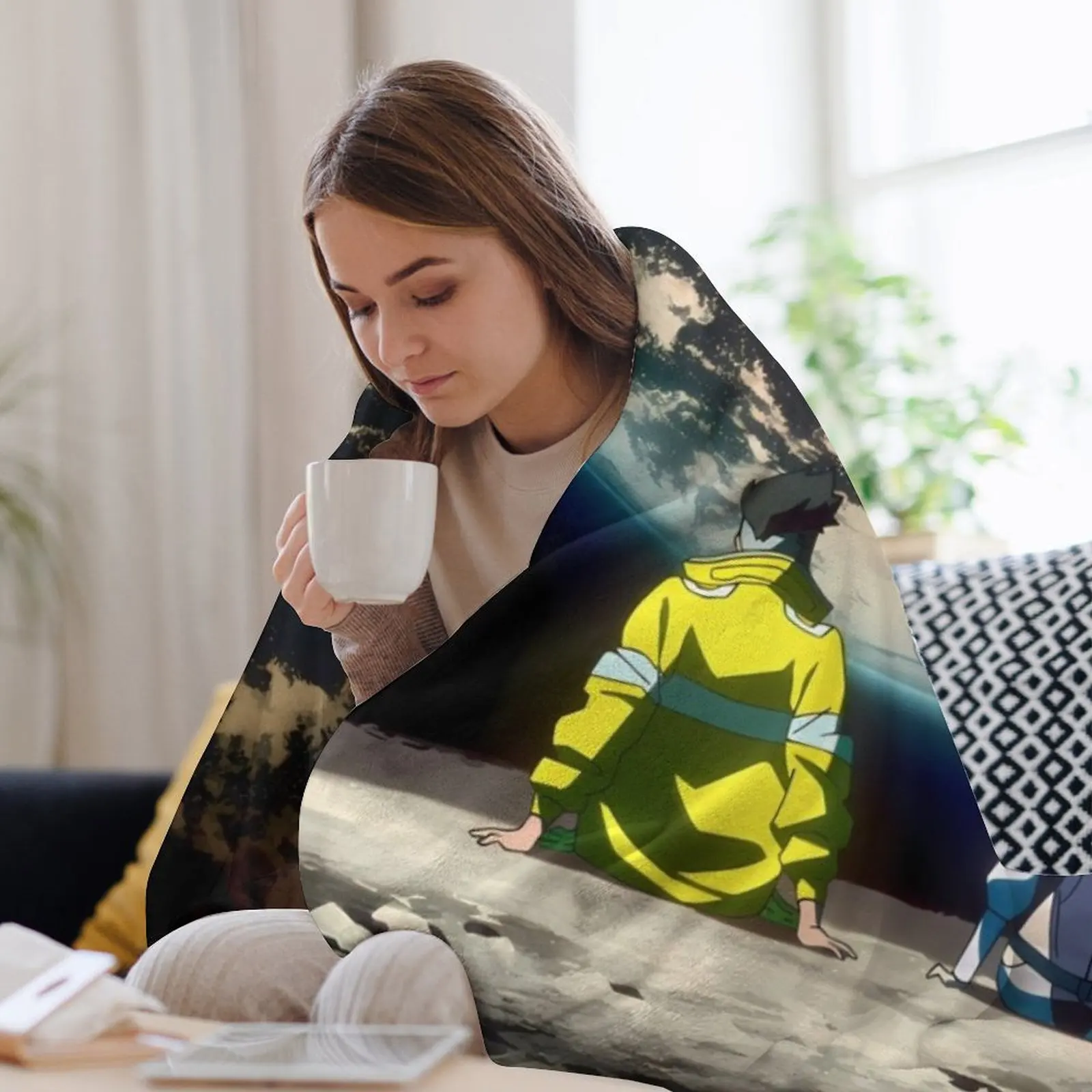 بطانية Cyberpunk EdgeRunners Moon Lucy David Throw Blanket سرير دافئ منقوشة بطانيات كبيرة ناعمة