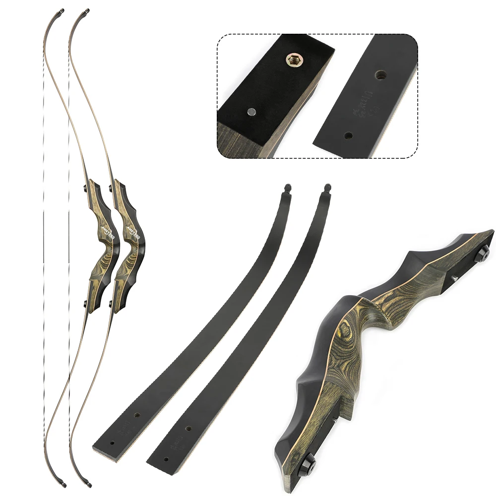 

62 Inch Takedown Bow 20-55Lbs Recurve Bow Laminated Limbs Adults Youth Archery Shooting Target Practice American Hunting Bow
