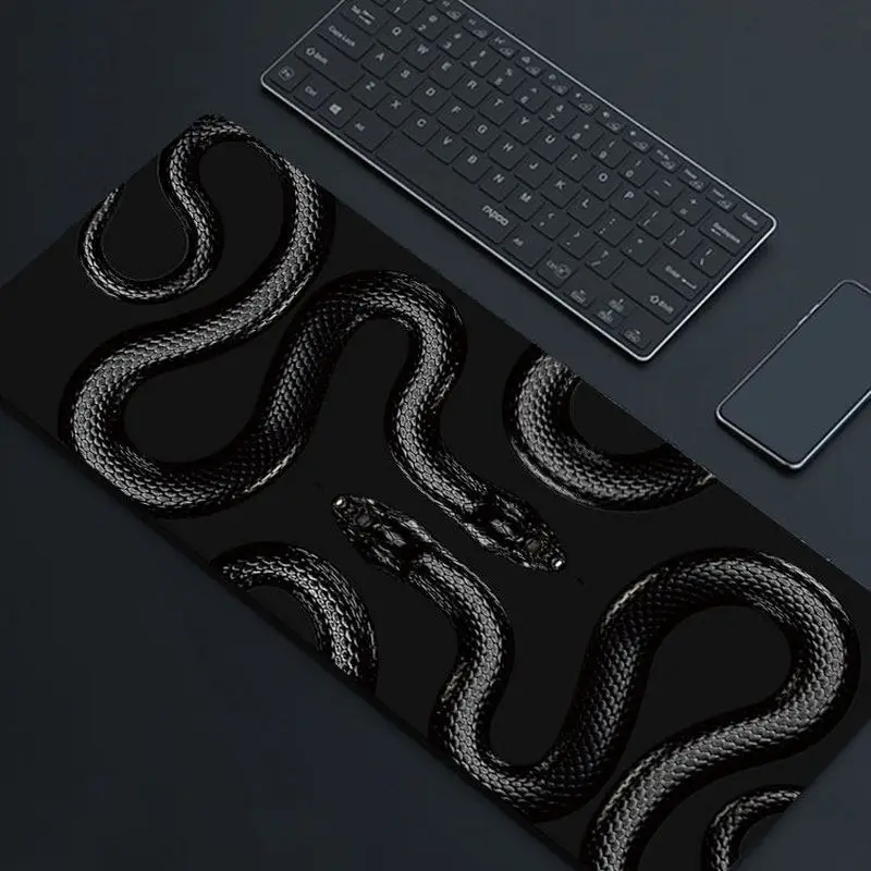 VIKAMA Gothic Black Serpent Mousepad Monochrome Reptile Scale Waterproof Non Slip Oversized Computer Desk Mat