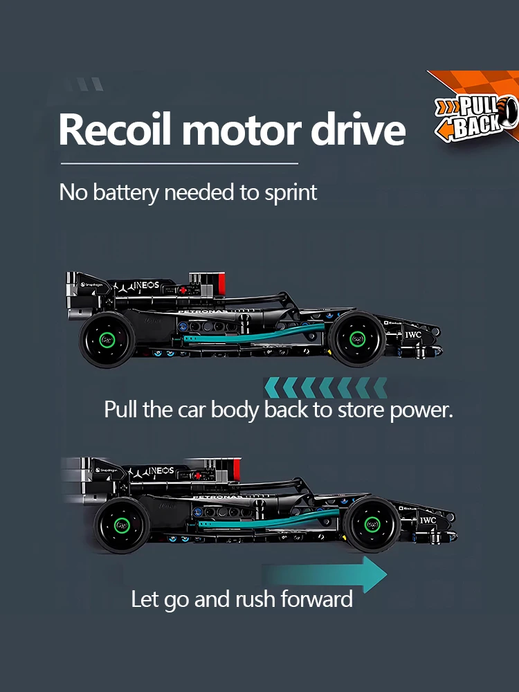 

Building block sports car black 1:8 car racing car 63cm length educational toys integrated linkage birthday gift.1642granule