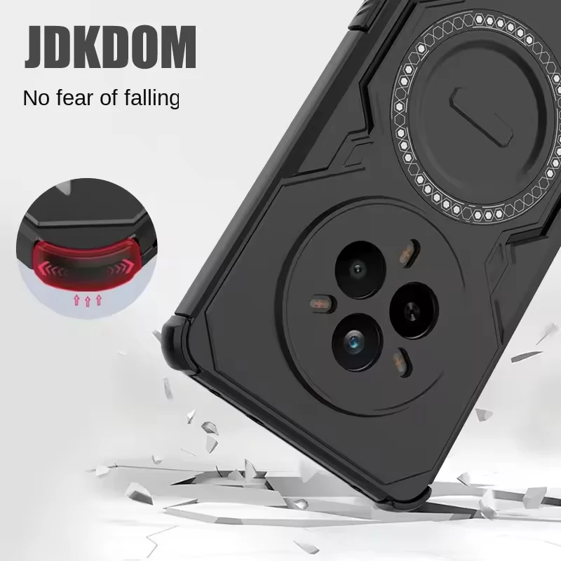 JDKDOM Custodia magnetica per telefono con dissipazione del calore antiurto per OPPO Realme 14 Pro 5G Cover per OPPO Realme 14 Pro Plus 5G