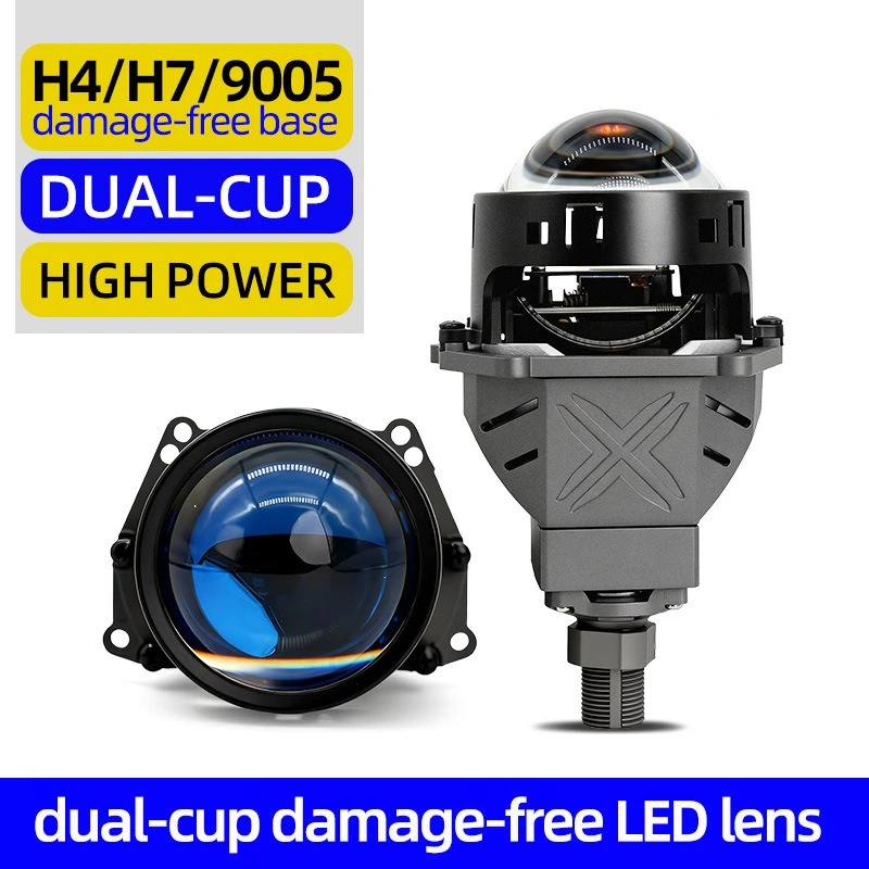 NXY K8N Dual Cup 9+1 LED Bi LED Projector Lens Hi Lo Beam Car Headlight Retrofit Plug and Play Headlight Non Destructive Upgrade