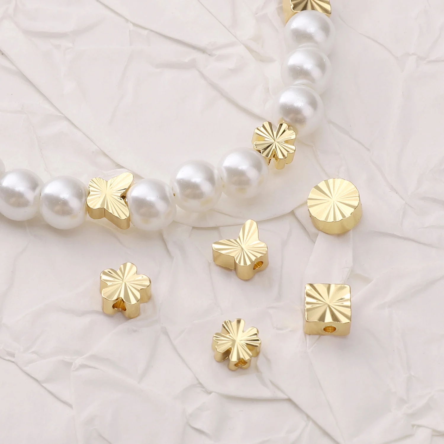 

Double Cut Surface Butterfly Spacer Beads DIY Copper Plated Real Gold Color Retention Bracelet Necklace Earring Accessories