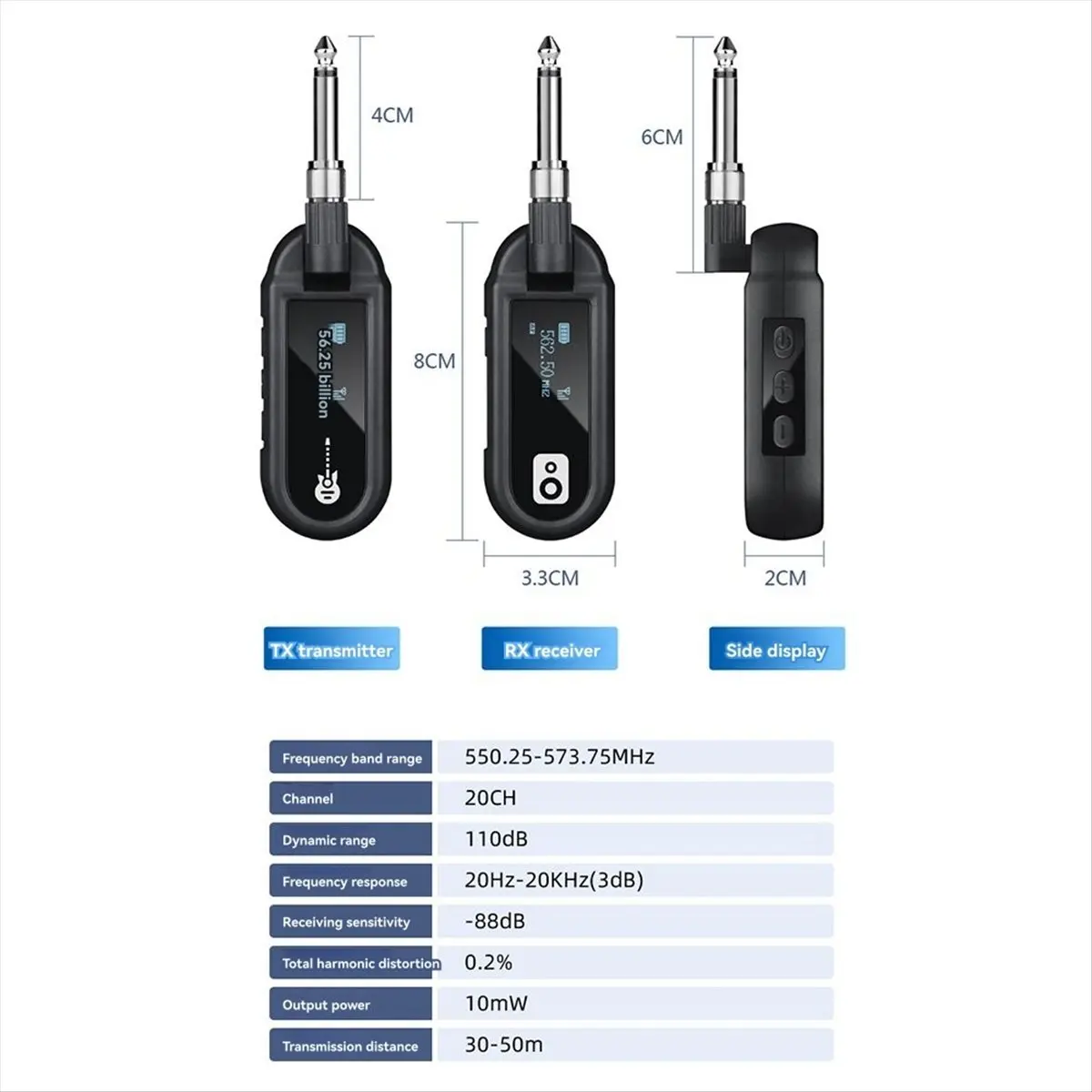 

Перфокуальный гитарный беспроводной системный передатчик-приемник Перезаряжаемый UHF беспроводной передатчик для электрогитары