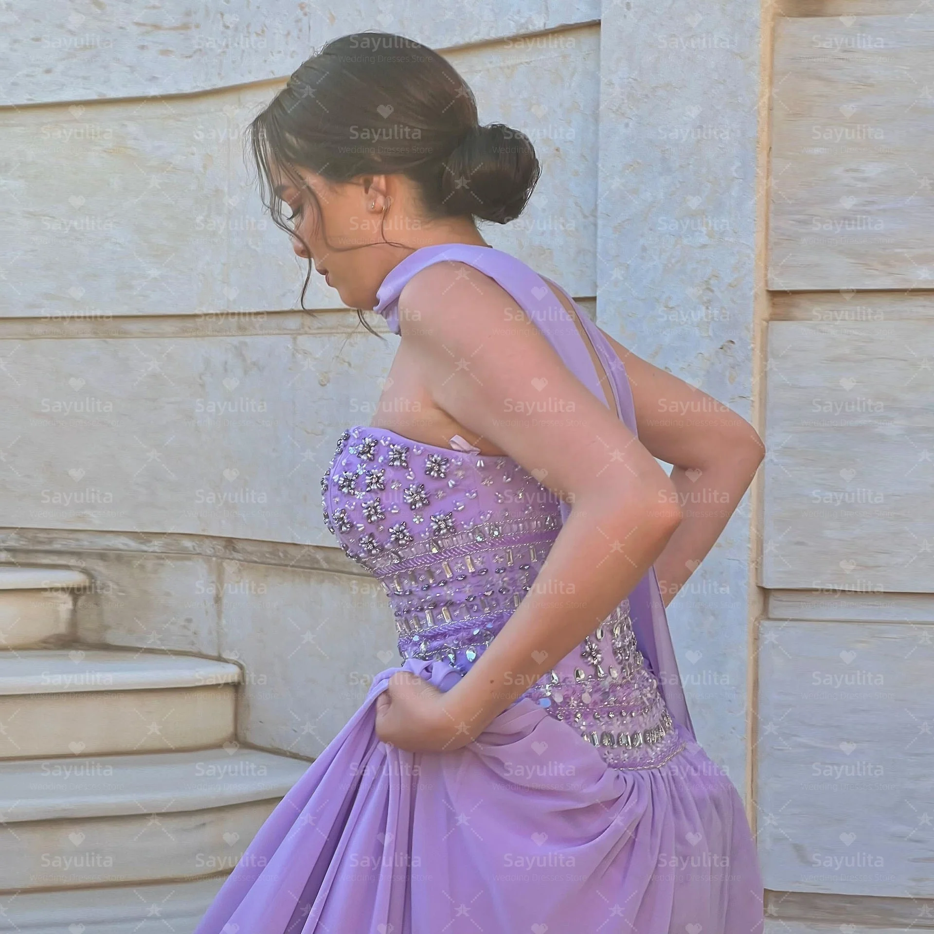 Sayulita Prom Dresses Bespoke Beaded Special Occasion Dress Long Ruched Vestidos Evening Party Gowns with Shawl Customized