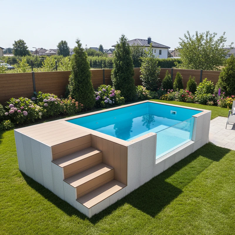 Outdoor Resort Container Pool Piscina Jacuzzi Plunge Pool Swim Spa Children Mosaic Tiles Above Ground Fiberglass Swimming Pool