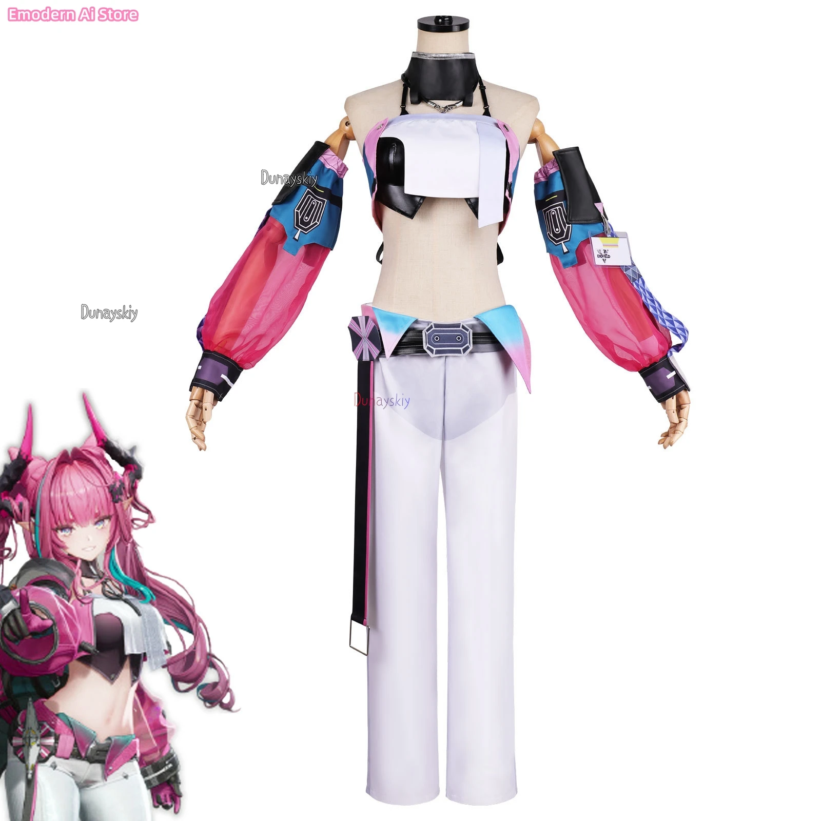 

Arknights: Endfield Yvonne Cosplay コスプレ Wig Coat Horns Choker Gloves Uniform For Women Girls Carnival Festival Props Full Set